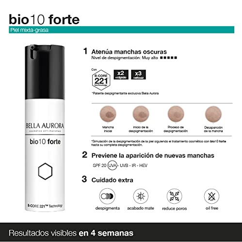 Bella Aurora PACK Bio10 Forte + Contorno de Ojos para Pieles Mixtas | Ilumina y Atenúa las Mancas | Reduce las Ojeras y los Síntomas de Fatiga