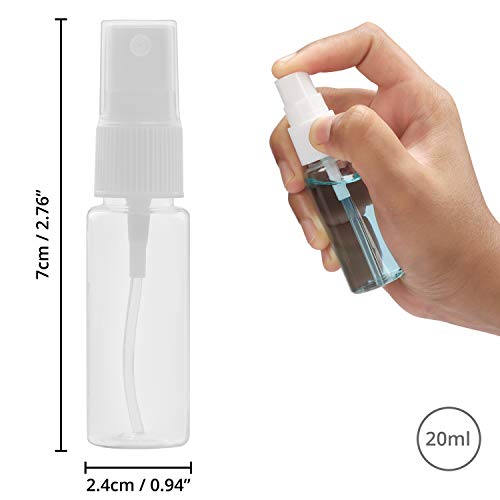 Belle Vous Frasco Vacío Pequeño Atomizador Perfume Plástico Transparente 20 ml (Pack de 30) Frascos para Perfume con Tapa- Rellenable Anti Derrame para Limpieza, Perfume, Bote Spray Aceites Esenciales