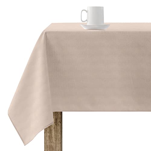 BELUM | Mantel resinado Antimanchas 2616, Mantel Liso Vichy tamaño; 250x155 cm, Mantel Antimanchas NO Hule, Mantel Liso Beige, Mantel Tejido 100% algodón orgánico