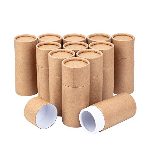 BENECREAT 12PCS 50ml Tubos de Cartón Kraft Contenedores Redondos de Papel Kraft para Lápices, Té, Dulce, Café, Cosmética, Manualidades Embalaje de Regalo