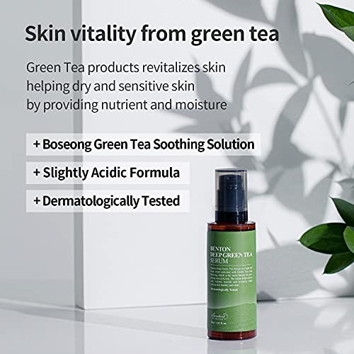 BENTON Suero de té verde intenso 30ml (5.07 oz. Fl.) - Suero facial nutritivo e hidratante para piel grasa y sensible, suavizante y aclarador de la piel