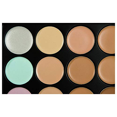 Bestauty 15 Colores Camouflage Corrector Palette Professional Contour Sombra de ojos Crema Facial Kit de Base de Maquillaje con Pincel de Maquillaje y Esponja(Color aleatorio)