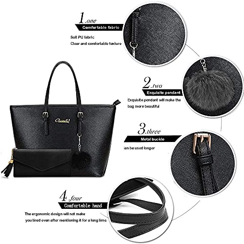 BestoU Bolsos de Mujer Bolso Bandolera Tote Grande De Hombro Bolsos PU Cuero Billetera 2pcs Set