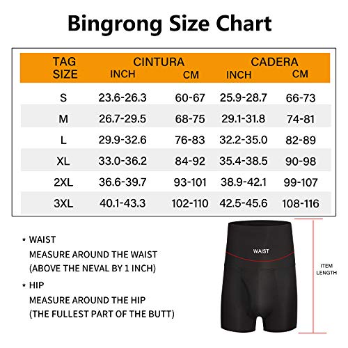 Bingrong Fajas Pantalones Braga Moldeadora Abdomen Hombre Boxers Calzoncillos Moldeador Orificio Fitness Ropa Interior Negra Elástico Shapewear for Men Faja Reductora Adelgazante (Negro, Small)