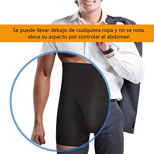 Bingrong Fajas Pantalones Braga Moldeadora Abdomen Hombre Boxers Calzoncillos Moldeador Orificio Fitness Ropa Interior Negra Elástico Shapewear for Men Faja Reductora Adelgazante (Negro, Small)