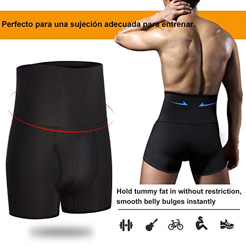 Bingrong Fajas Pantalones Braga Moldeadora Abdomen Hombre Boxers Calzoncillos Moldeador Orificio Fitness Ropa Interior Negra Elástico Shapewear for Men Faja Reductora Adelgazante (Negro, Small)