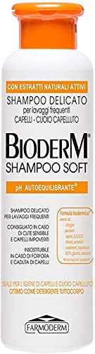 BIODERM BIODERMOCOSMETICI Shampoo Soft, Champú Cuero Cabelludo Sensible, Exfoliante Capilar, Tratamiento Anticaspa y Dermatitis Seborreica, Restablece el pH del Cuero Cabelludo, 250 ml