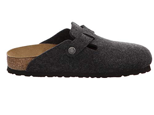 Birkenstock Boston 160583 - Zapatillas de casa de fieltro, Unisex, Gris (Anthrazite Wool), 39 S