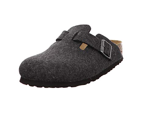 Birkenstock Boston 160583 - Zapatillas de casa de fieltro, Unisex, Gris (Anthrazite Wool), 39 S