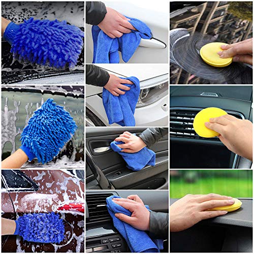 Bizcasa 15pcs Set de Cepillo Limpieza Coche, Juego de Pinceles de Detalle de Coche Suave con Cepillo de Llantas Aluminio, con Tamaños Diferentes