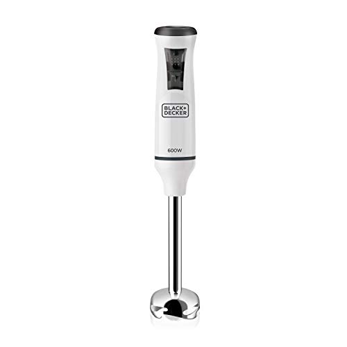 Black+Decker BXHBA600E Batidora de mano, 3 Accesorios, 600 W, INOX, Plástico, 20 Velocidades, Blanco