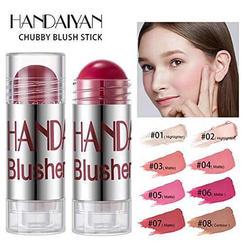 Blusher Shimmer Contour Cream Blush Stick Cheek Blusher Highlighter Cosmetics Largo Duradería Cara Maquillaje STYLE7 RUBOS