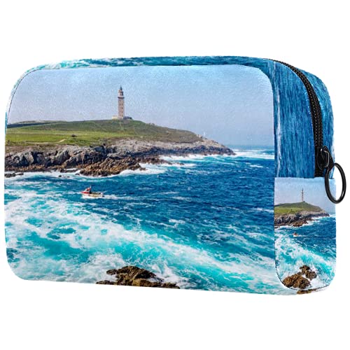 Bolsa de cosméticos Bolsa de Maquillaje para Mujer para Viajar Llevar cosméticos Cambiar Llaves, etc.,Torre de Hércules en A Coruña