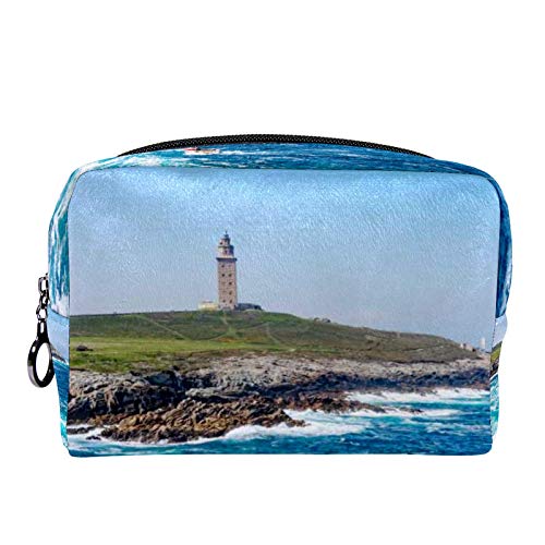 Bolsa de cosméticos Bolsa de Maquillaje para Mujer para Viajar para Llevar cosméticos, Cambio, Llaves, etc. Torre de Hércules en A Coruña