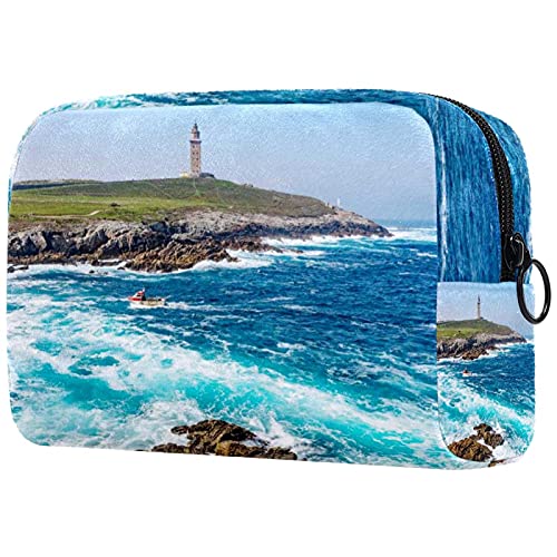 Bolsa de Maquillaje Bolsas de cosméticos de Viaje portátiles, Torre de Hércules en A Coruña