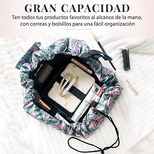 Bolsa de Maquillaje con Cordón - Neceser de Cosméticos y Organizador de Baño - Neceser de Viaje y Bolsa Isotérmica -Tropical - Lily England