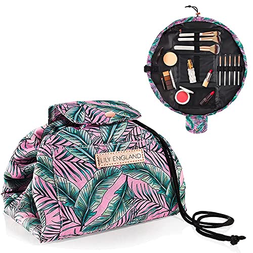 Bolsa de Maquillaje con Cordón - Neceser de Cosméticos y Organizador de Baño - Neceser de Viaje y Bolsa Isotérmica -Tropical - Lily England