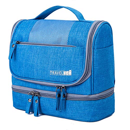 Bolsa de Maquillaje para Hombres a Prueba de Agua Bolsa de cosméticos para Mujeres Oxford Travel Organizer Necesita un Estuche de Maquillaje Bolsa de Aseo para Lavar-Light Blue