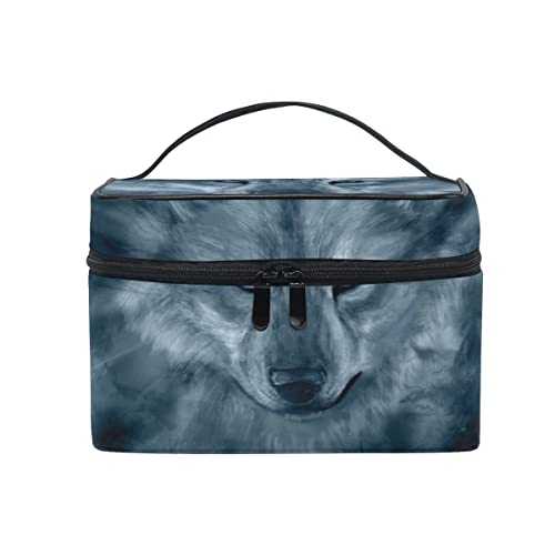 Bolsas de Maquillaje para niñas Adolescentes Descargar Wolf Spirit HD Wallpaper de Wolfhowl10 26 con asa Superior portátil Bolsa de Maquillaje con Cremallera para Mujeres y niñas Viajes 9x6.2x6.5 pul