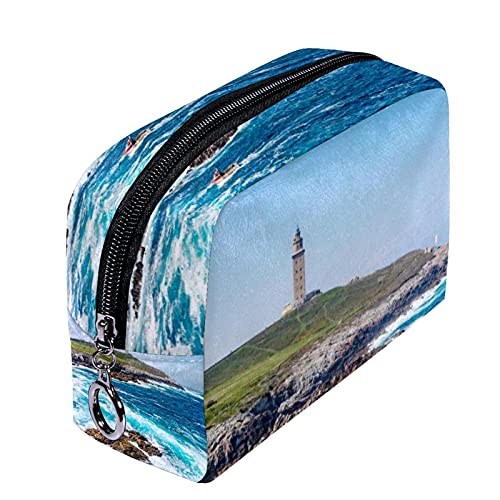 Bolso de Cosméticos Bolsa de Maquillaje con Cierre de Cremallera, Torre de Hércules en A Coruña