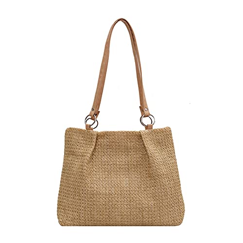 Bolso de la compra de verano, bolso de cesta, bolso de hombro de mujer, bolso de paja de estilo retro, bolso de rafia, bolso de cesta, adecuado para viajes de verano, tienda de playa