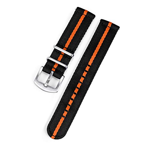 Bolyte Conexión Rápida Correa de Reloj de Nailon para Relojes y Smartwatch, para Hombre y Mujer Negro Y Naranja 20mm