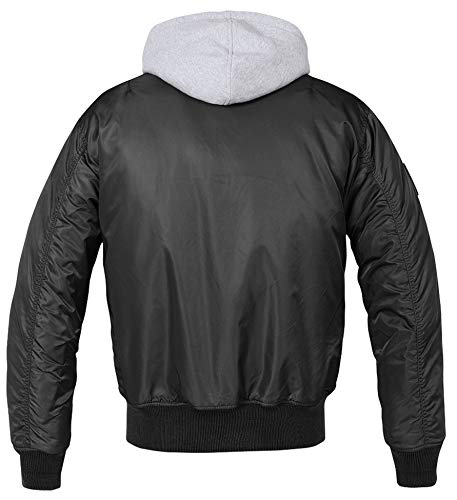 Brandit MA1 Sweat Hooded Jacket Chaqueta con Capucha, Schwarz mit Grauer Kapuze, M para Hombre