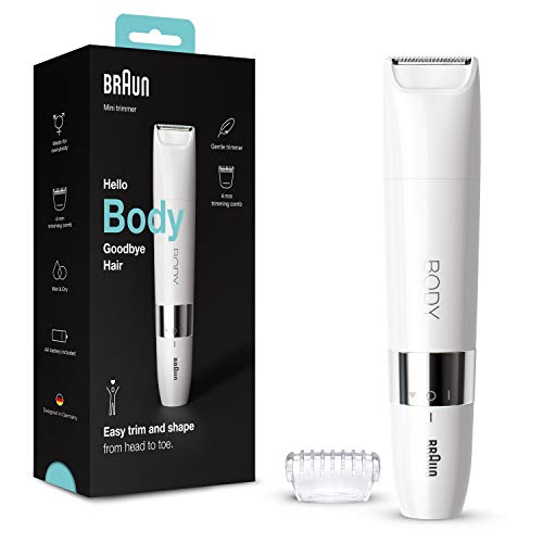 Braun Body Mini Afeitadora Corporal Unix, Depiladora Corporal para Mujer y Hombre con Peine de Recorte, Depilación de Precisión para Ingles, Axilas, Pecho, Uso en Seco y en Mojado, BS1000, Blanco