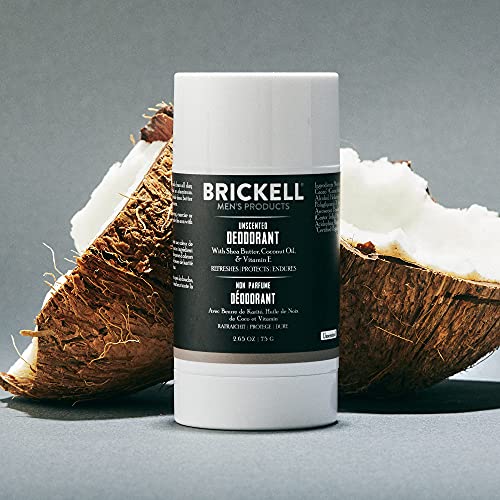 Brickell Men's Products Desodorante natural para hombres, natural y orgánico, sin aluminio, alcohol ni bicarbonato de sodio, 78 ml (Sin perfume)