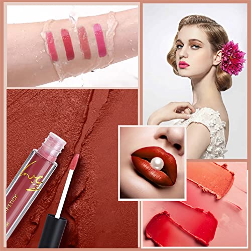 Brillo de Labios 8 Colores,Kit de Pintalabios Líquido Mate,Labiales Mate Larga Duracion,con Caja de Regalo,Resistente al Agua, Antiadherente, Regalo Original Mujer