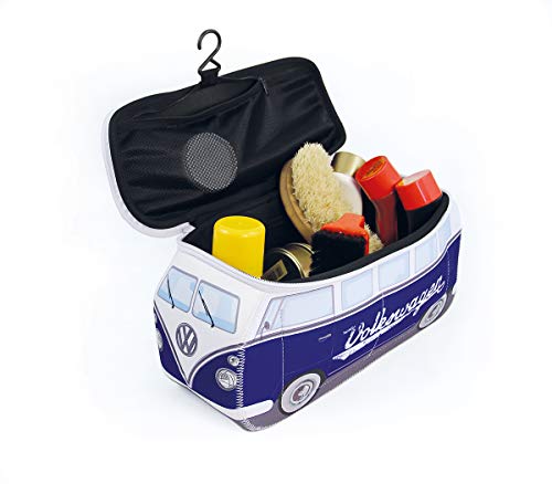 BRISA VW Collection - Volkswagen Furgoneta Hippie Bus T1 Van Bolsa Universal de Neopreno, Neceser, Bolso de Maquillaje-Cosméticos-Aseo, Estuche de lápices, Caja de Almuerzo, Equipaje (Clásico/Azul)