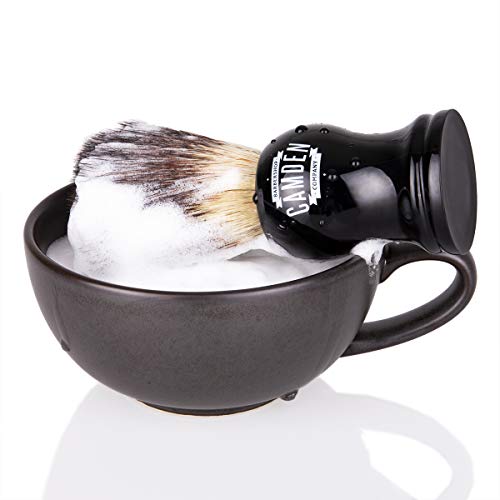 Brocha de afeitar de Camden Barbershop Company ● Vegan Badger 2.0 ● Para afeitado húmedo ● Pelo vegano parecido a tejón