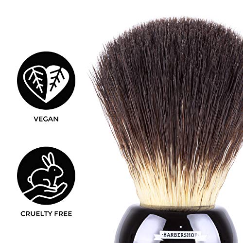 Brocha de afeitar de Camden Barbershop Company ● Vegan Badger 2.0 ● Para afeitado húmedo ● Pelo vegano parecido a tejón