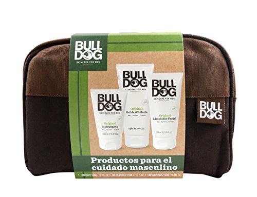 Bulldog Skincare, Kit de Cuidado Facial, Incluye Limpiador Facial 100 ml + Gel de Afeitado 175 ml + Crema Hidratante 150 ml, Ingredientes Naturales con Aloe, Camelina y Té Verde