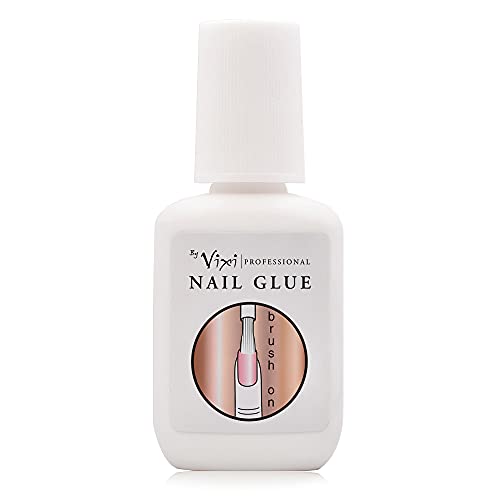 By Vixi 1 x 15g PEGAMENTO PARA UÑAS ULTRAFUERTE con PINCEL y LIMA DE PREPARACIÓN GRATUITA Adhesivo transparente con secado instantáneo, calidad de salón de belleza profesional