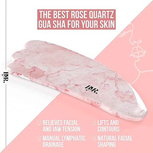 ByYourRules Rodillo Masajeador Facial Jade, Piedra Gua Sha Facial & Rodillo Facial Cuarzo Rosa - Rodillo de Jade Facial Masaje, Rodillo Cuarzo Rosa & Piedra Cuarzo Rosa Guasha para el Masaje Facial