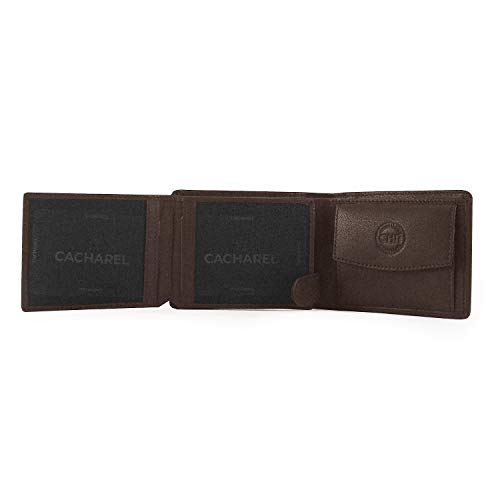 Cacharel Cartera con Monedero para Hombre en Piel (Marrón)