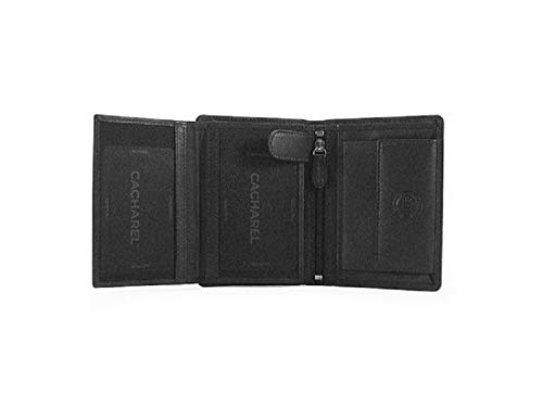 Cacharel Cartera con Monedero para Hombre en Piel (Negro)