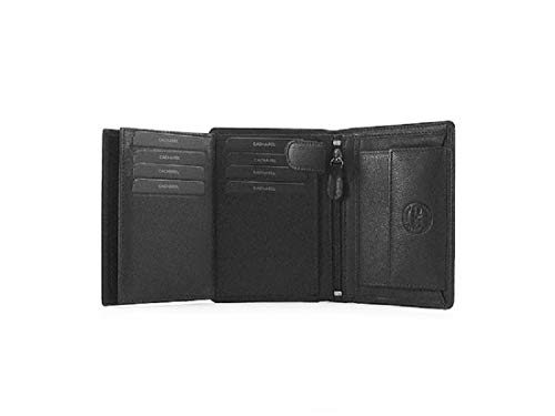 Cacharel Cartera con Monedero para Hombre en Piel (Negro)