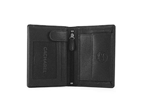 Cacharel Cartera con Monedero para Hombre en Piel (Negro)