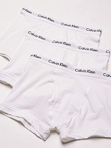 Calvin Klein 3 Pack Low Rise Trunks-Cotton Stretch Bóxers, Blanco (White 100), S (Pack de 3) para Hombre