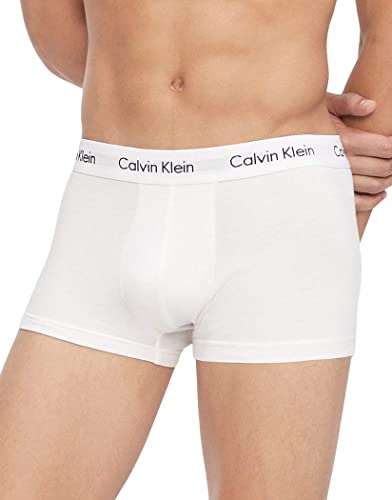 Calvin Klein 3 Pack Low Rise Trunks-Cotton Stretch Bóxers, Blanco (White 100), S (Pack de 3) para Hombre