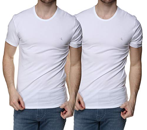 Calvin Klein S/S Crew Neck 2Pk Camiseta de Manga Corta, White, XL (Pack de 2) para Hombre