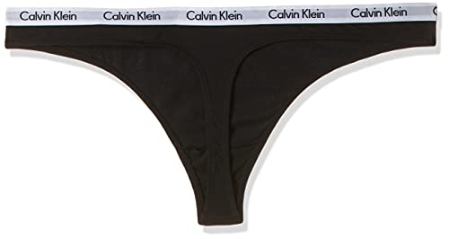 Calvin Klein THong 3PK, Tanga para Mujer, Negro (Black), XS