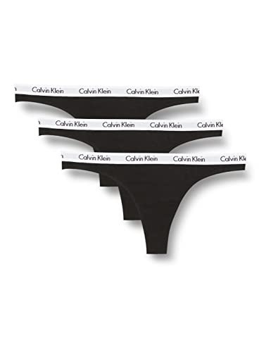 Calvin Klein THong 3PK, Tanga para Mujer, Negro (Black), XS