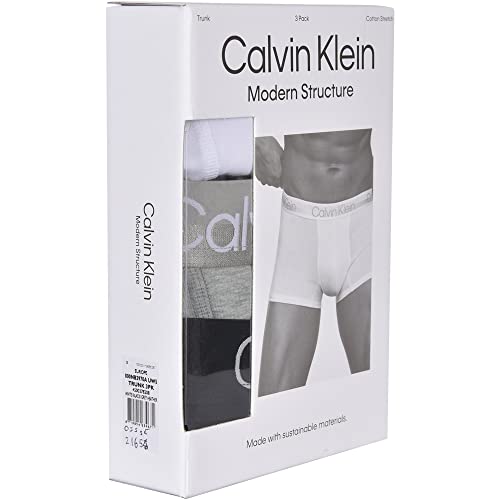 Calvin Klein Trunk 3Pk Bóxers, White/Black/Grey Heather, M (Pack de 3) para Hombre