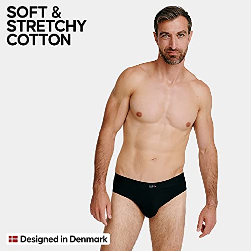 Calzoncillos Slip de Algodón para Hombre Pack de 6, Calzoncillos Brief, Corte Clásico, Ropa Interior Cómoda y Ultra Suave, Duradero, Negro, Gris, Blanco (Negro, Large)