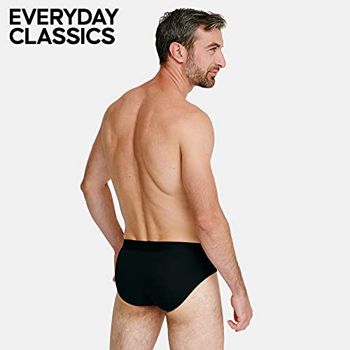 Calzoncillos Slip de Algodón para Hombre Pack de 6, Calzoncillos Brief, Corte Clásico, Ropa Interior Cómoda y Ultra Suave, Duradero, Negro, Gris, Blanco (Negro, Large)