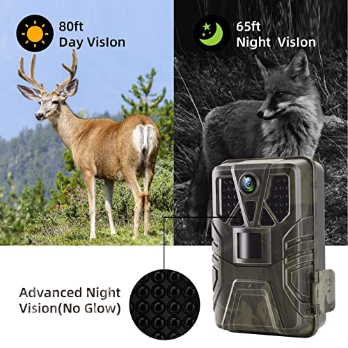 Cámara de Caza 36MP 2.7K Fototrampeo de Caza, Gran Angular 44pcs 940nm IR LED Infrarrojos Visión Nocturna Activado por Movimiento Impermeable Juego Cámara de Ciervo para Monitoreo Vida Silvestre