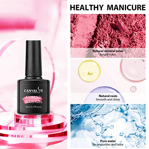 Canvalite Esmaltes Semipermanentes de Uñas en Gel UV LED, 7 Colors 3D Ojo de Gato con Imán, Base y Top Coat, Gel Uñas Manicura Kit Para DIY Salon 10PCS Kit de Esmaltes de Uñas 8ml (7 Colors)